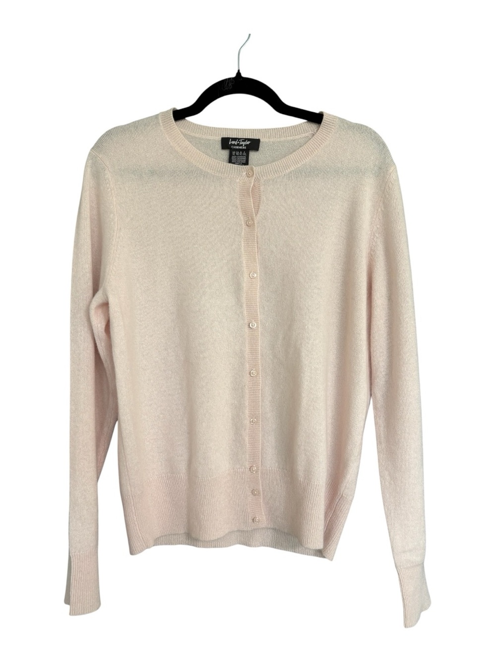 Lord & Taylor 100% Cashmere Cardigan Sweater Pale Blush Pink XL Luxury Knit - Picture 3 of 5
